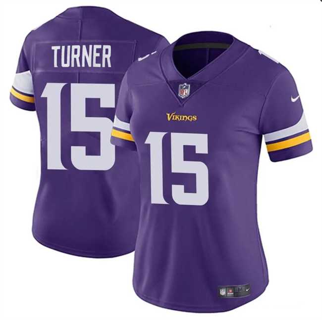 Women%27s Minnesota Vikings #15 Dallas Turner Purple 2024 Draft Vapor Stitched Jersey Dzhi